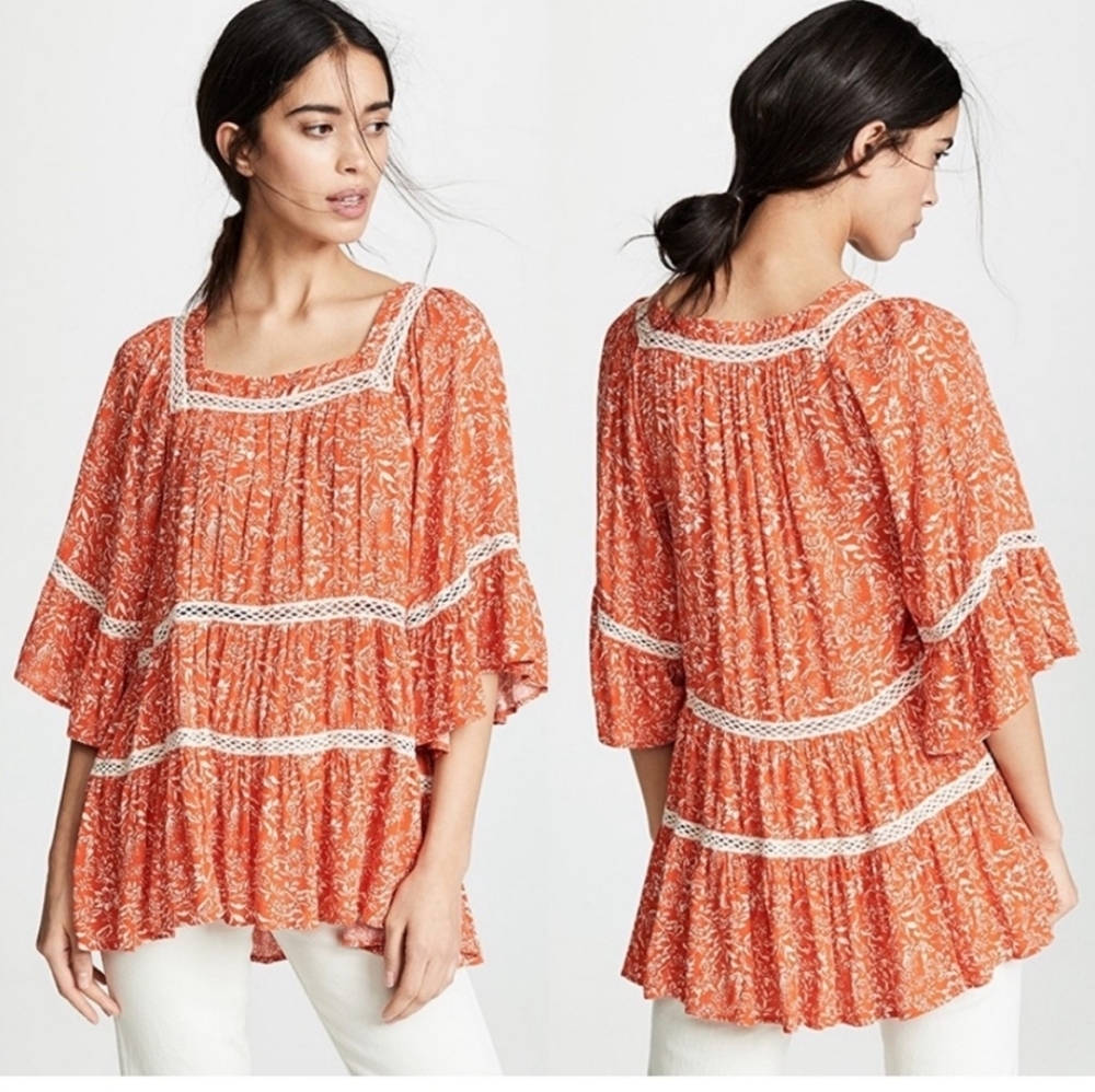 Free People Flowy printed tunic top size xs